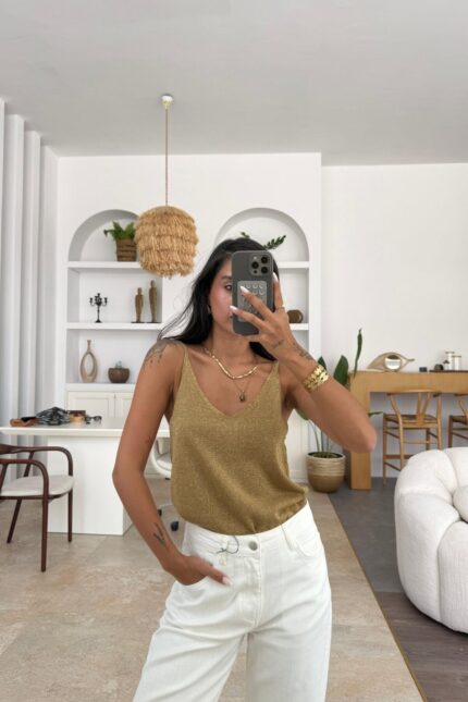 Askılı Gold Simli Atlet