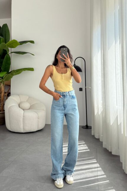 Wide Leg Orta Mavi Jean