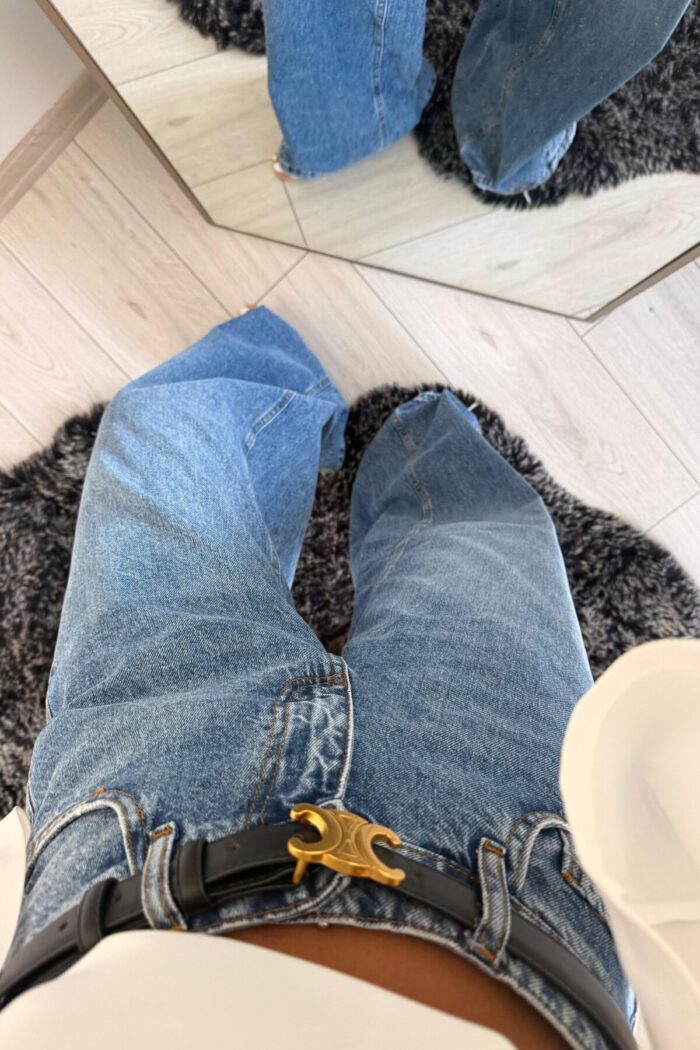 Verev Dikişli Baggy Mavi Jean - Görsel 3