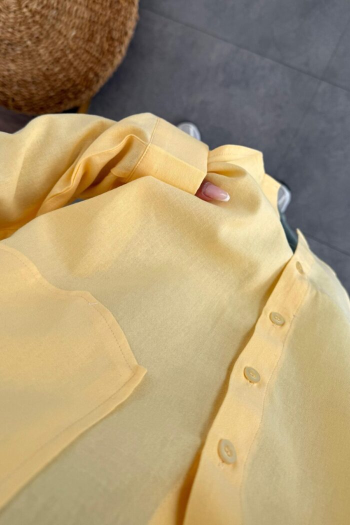 Tek Cepli Oversize Gömlek Sarı - Görsel 3