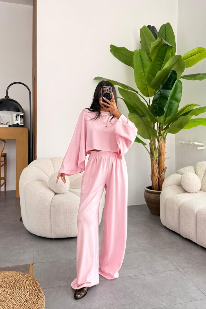 Yarasa Kol Oysh Modal Takım Pembe - Görsel 1