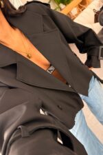 Reglan Kısa Trençkot Siyah - Görsel 3