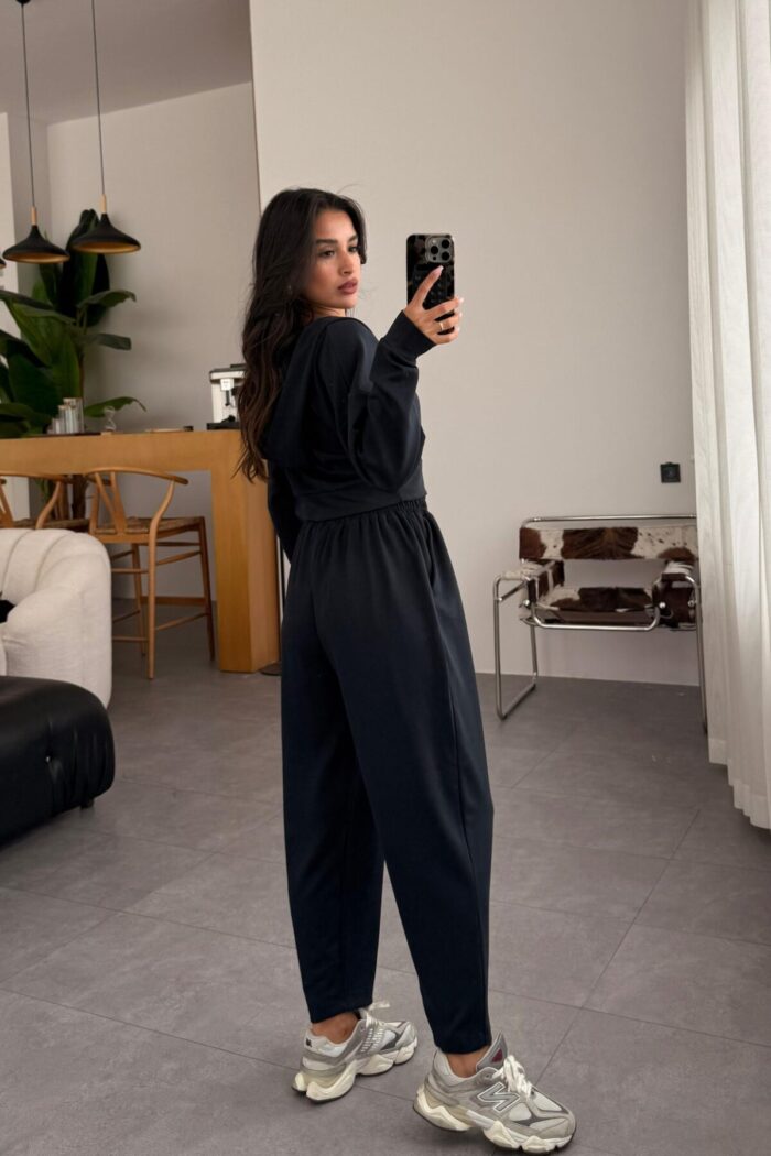 Kapşonlu Sweat Pantolon Takım Füme - Görsel 4