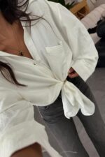 Miya Tek Cepli Oversize Gömlek Beyaz - Görsel 3