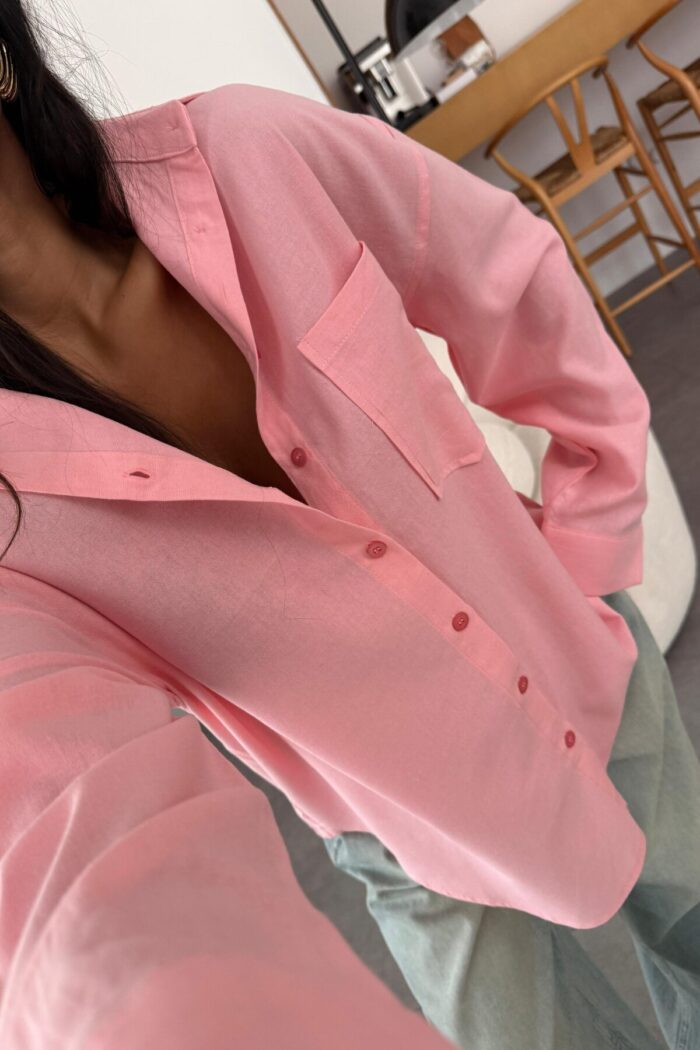 Tek Cepli Oversize Gömlek Pembe - Görsel 2