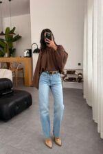 Mirror Kesik Paça straight Açık Mavi Jean
