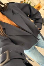 Reglan Kısa Trençkot Lacivert - Görsel 3