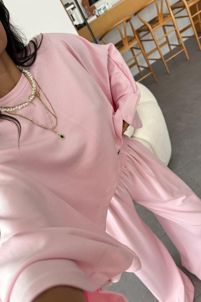 Yarasa Kol Oysh Modal Takım Pembe - Görsel 3