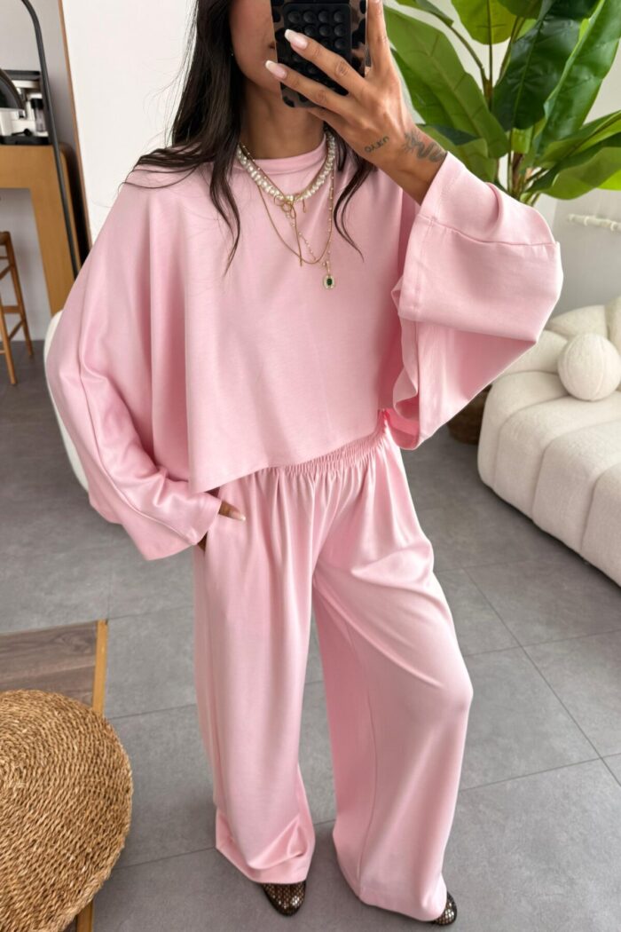 Yarasa Kol Oysh Modal Takım Pembe - Görsel 2