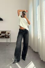 GRJ Baggy Siyah Eskitme Jean