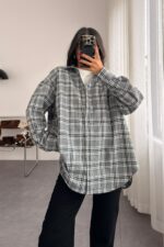 Ekose Oversize Oduncu Gömlek Antrasit