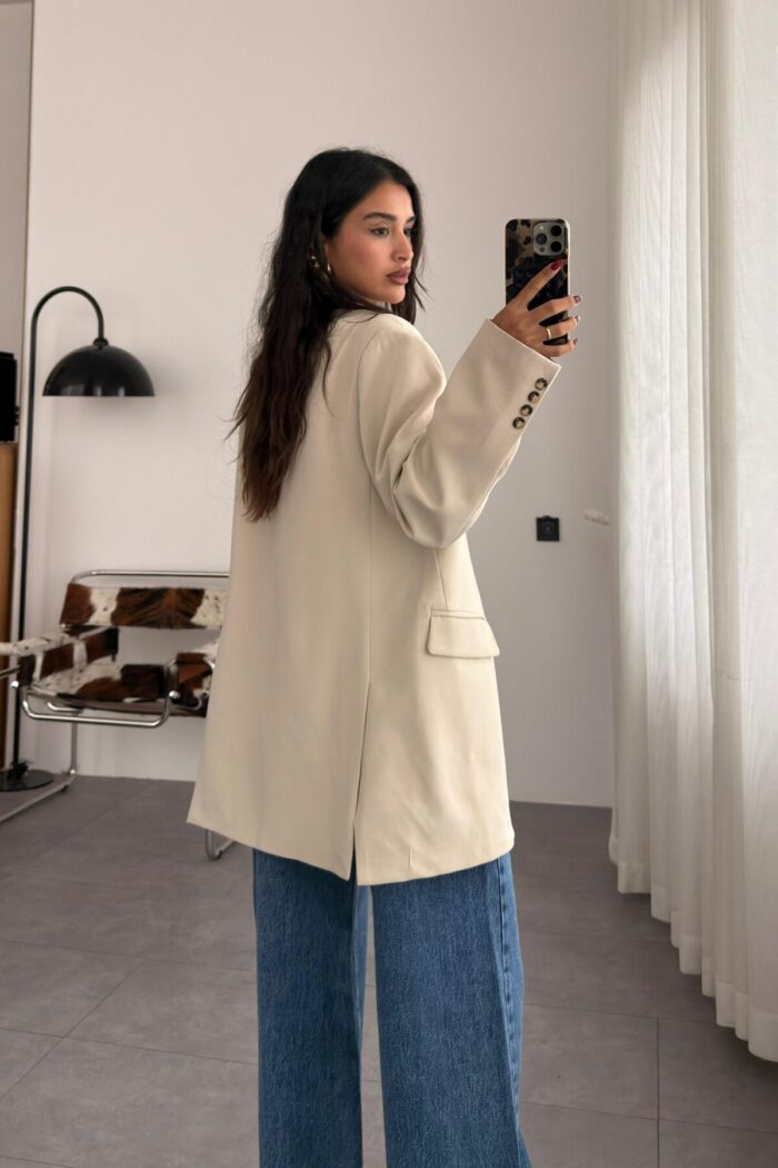 Frame dokulu Blazer Ceket Taş - Görsel 3