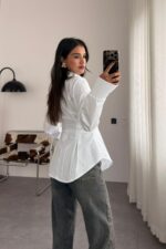 Pr Belden Oturtmalı Pileli Gömlek Beyaz - Görsel 3