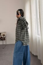 Ekose Oversize Oduncu Gömlek Yeşil - Görsel 3