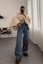 Verev Dikişli Baggy Eskitme Jean