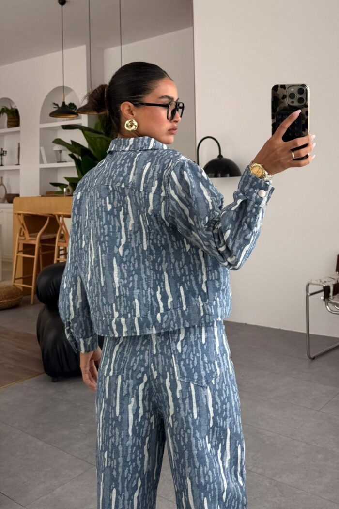 Tasarım Kumaş Denim Ceket Takım - Görsel 5
