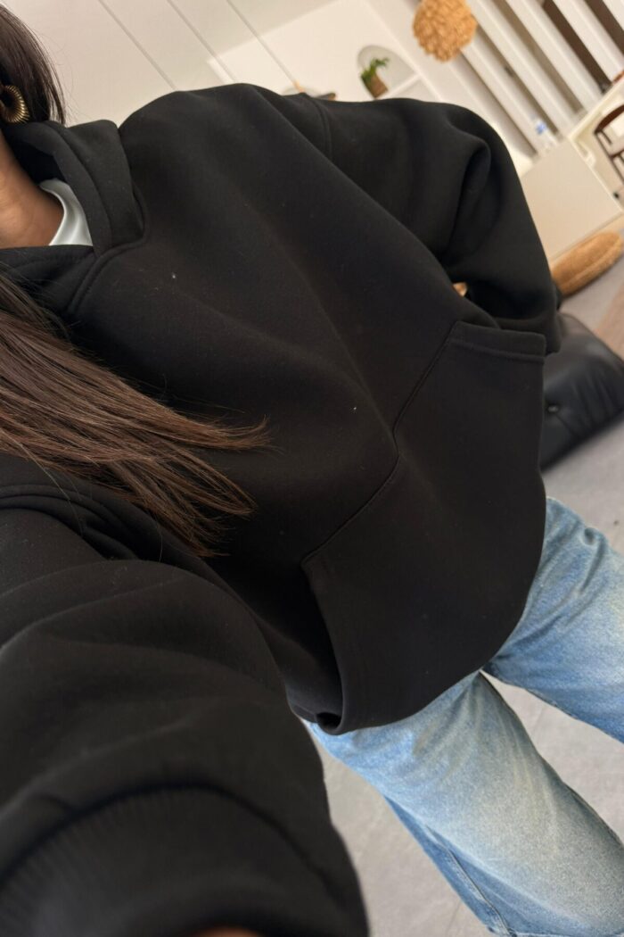 Oversize Kapşonlu Sweat Siyah - Görsel 2