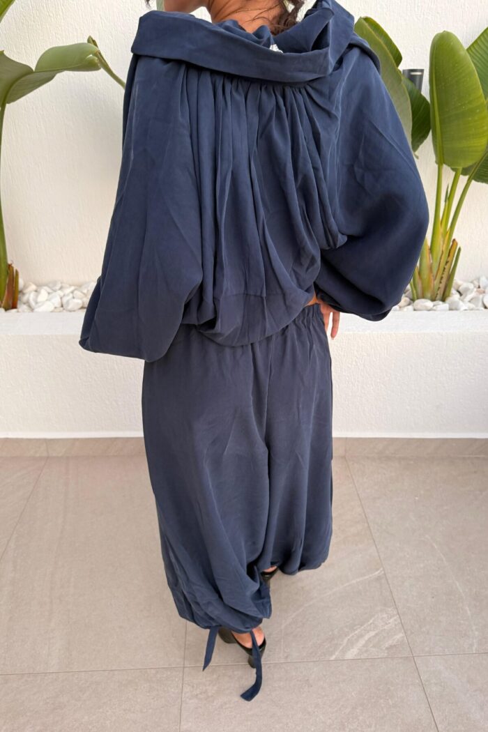 Paçası Bağlamalı Pantolon Lacivert - Görsel 5