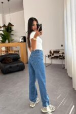 Liya Mom Fit Lacivert Jean - Görsel 4