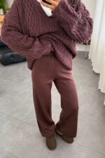 Qu Triko Pantolon Bordo - Görsel 2