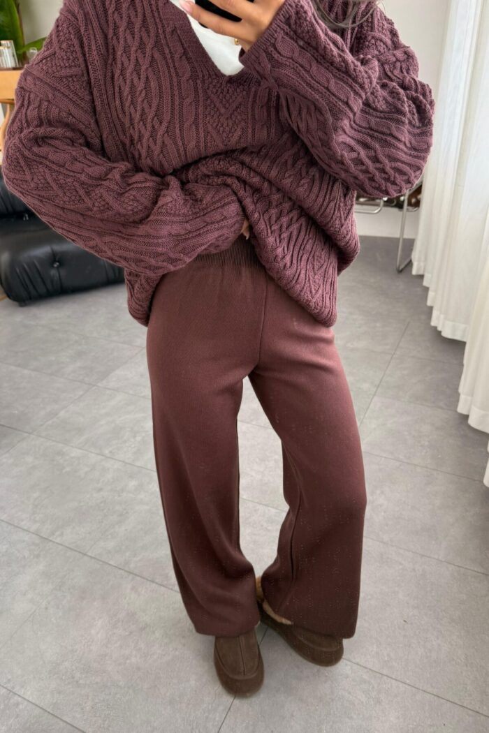 Qu Triko Pantolon Bordo - Görsel 2