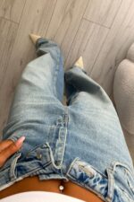 Beli Katlı Wide Leg Jean - Görsel 4