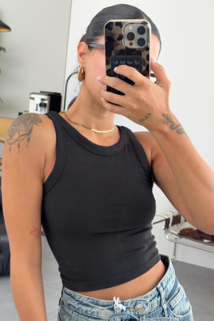 Miya Halter Yaka Crop Siyah - Görsel 2