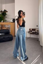 Beli İp Bağlamalı Wide Leg Jean - Görsel 4