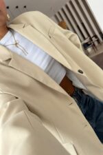 Poliviskon Blazer Ceket Taş - Görsel 3