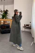 Winter Maxi Kaban Hırka Antrasit - Görsel 3
