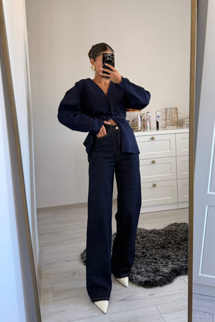 Loyal Wide Leg Dark Blue Jean - Görsel 2