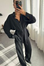 MK Beli Bağlamalı Pantolon Takım Siyah - Görsel 2