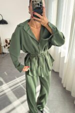 MK Beli Bağlamalı Pantolon Takım Haki - Görsel 2