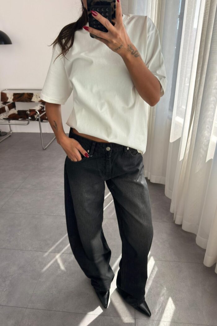 GRJ Baggy Siyah Eskitme Jean - Görsel 2