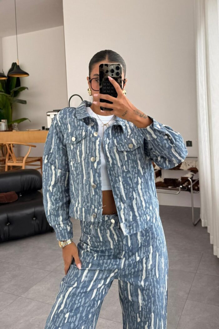 Tasarım Kumaş Denim Ceket Takım - Görsel 4