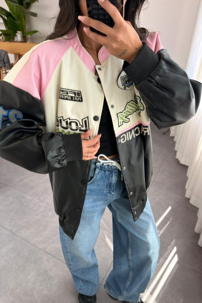 Racing Retro Pembe Ceket - Görsel 2