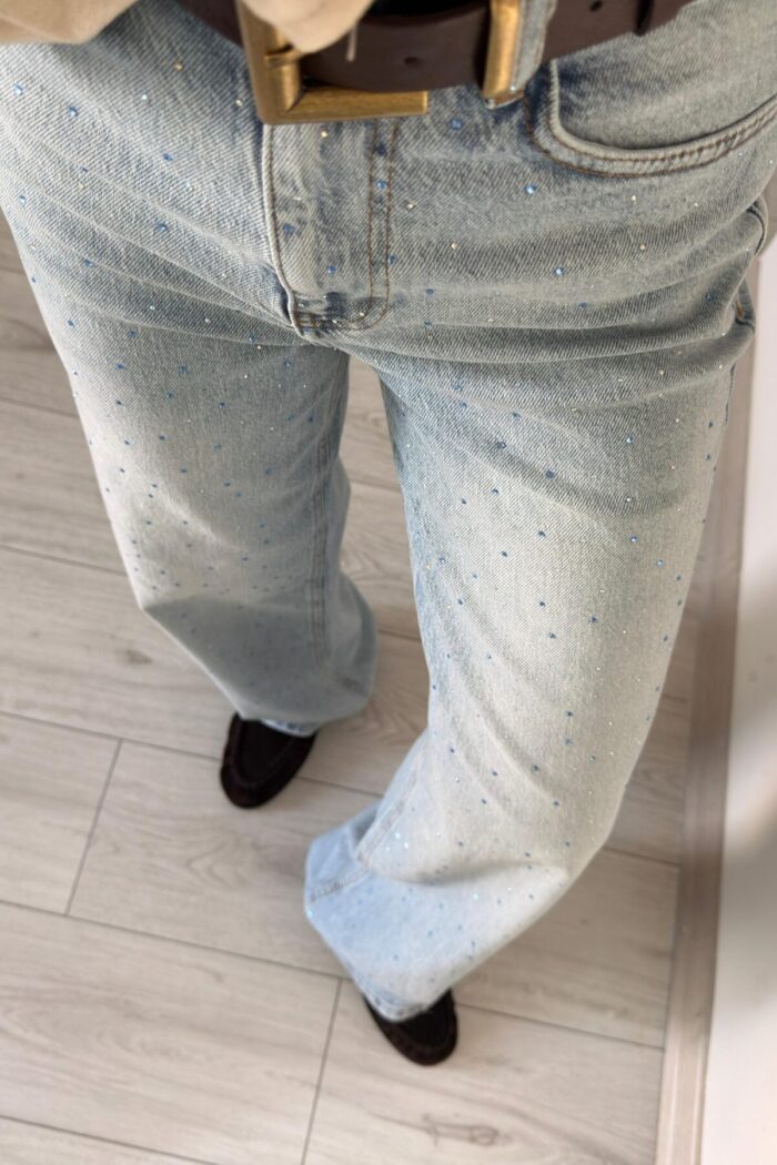 Lavinia Renkli Taşlı Straight Jean - Görsel 3