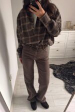 Diana Kahve Eskitme Wide Leg Jean - Görsel 2