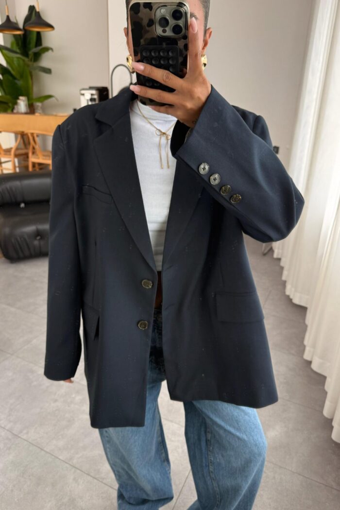 Poliviskon Blazer Ceket Lacivert - Görsel 2