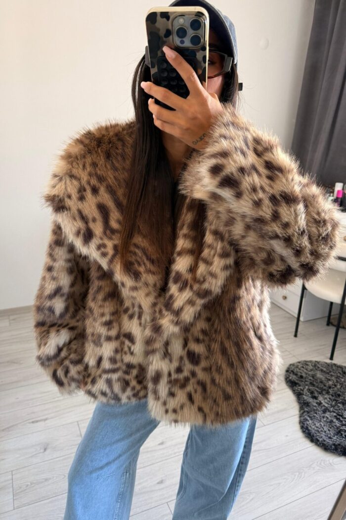 Cha Leopar Kısa Kürk - Görsel 3