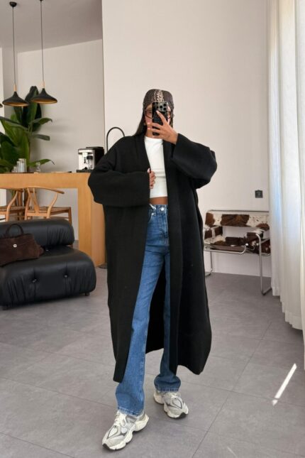 Winter Maxi Kaban Hırka Siyah