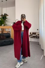 Winter Maxi Kaban Hırka Bordo