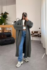 Winter Maxi Kaban Hırka Antrasit