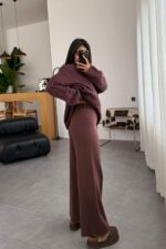 Qu Triko Pantolon Bordo