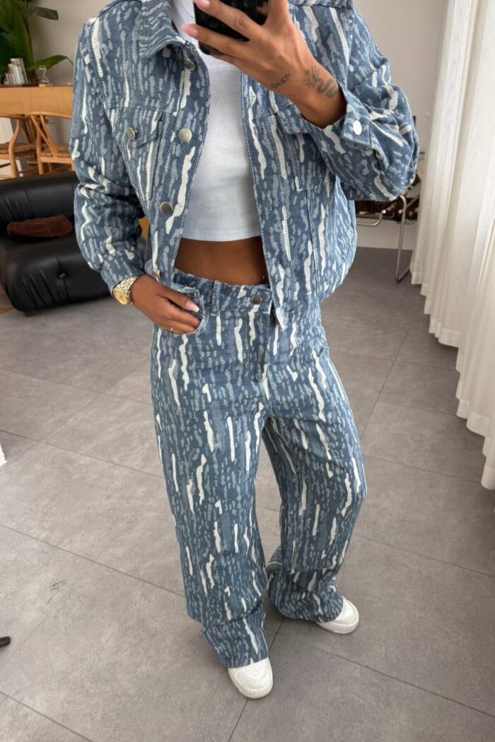 Tasarım Kumaş Denim Ceket Takım - Görsel 2