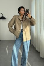 Oversize Nubuk Ceket Vizon