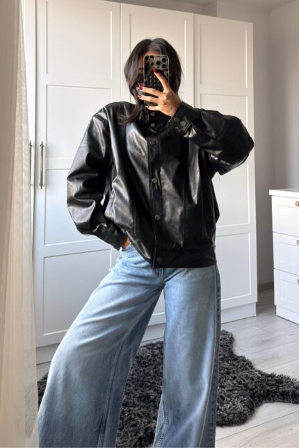 Çıtçıt Düğmeli Oversize Bomber Ceket