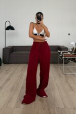 Paçası Fermuarlı Eşofman Kırmızı