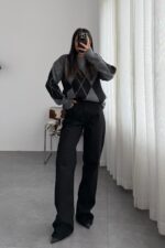 Elroy Koyu Siyah Wide Leg Jean