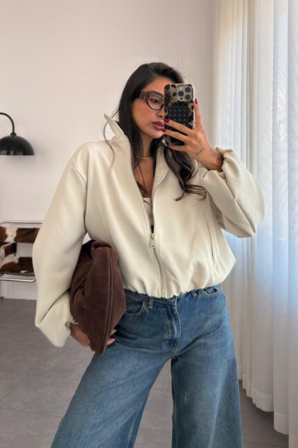 Beli Lastikli Bomber Ceket Bej